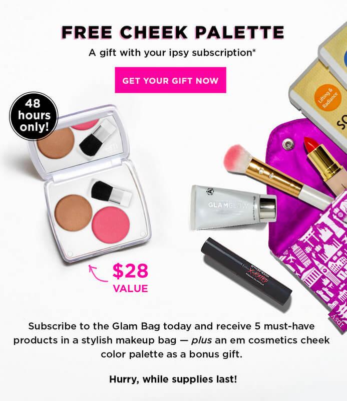 ipsy Free em Cheek Color Palette with New Subscriptions
