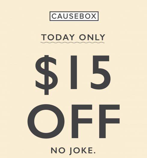 Today only, new customers can use coupon code LOL to save $15 off the Spring CAUSEBOX .
