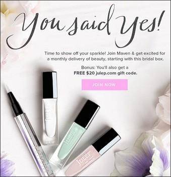 Julep Say YES to Maven with the Bridal Welcome Box Offer