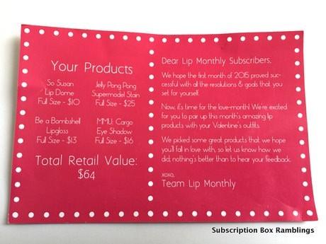 Lip Monthly February 2015 Subscription Box Review