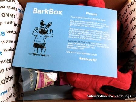 BarkBox April 2015 Subscription Box Review - "Fitness"