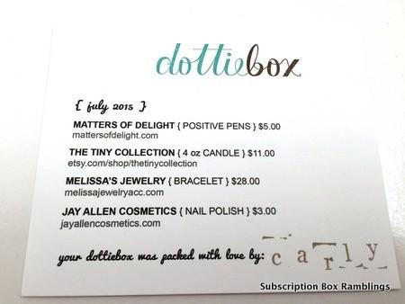 Dottiebox July 2015 Subscription Box Review