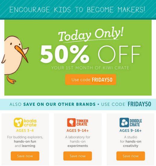 Kiwi Crate 50% Off Flash Sale (All Lines) ~ Today Only!