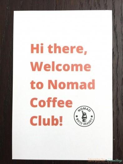 Nomad Coffee Club February 2016 Subscription Box Review