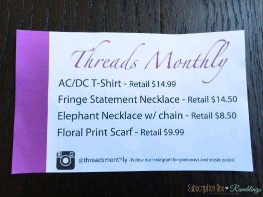 Threads Monthly February 2016 Subscription Box Review