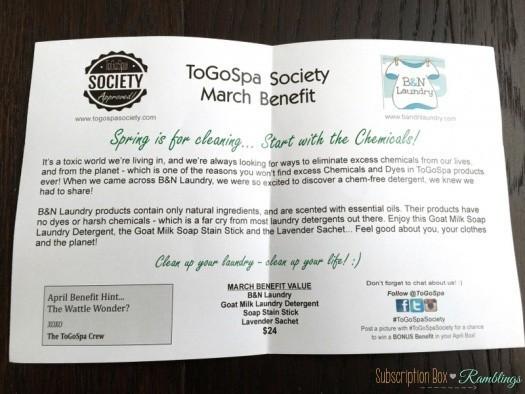 ToGoSpa Society March 2016 Subscription Box Review + Coupon Code