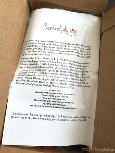 Serendipity by Little Lace Box April 2016 Review + Coupon Code
