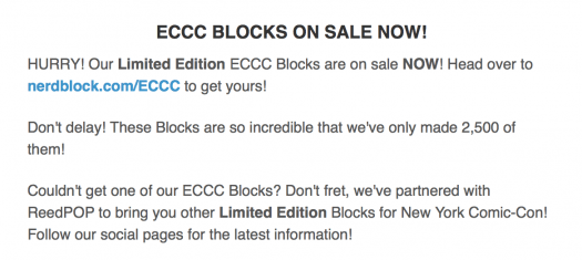 Nerd Block Limited Edition ECCC Blocks - On sale NOW!