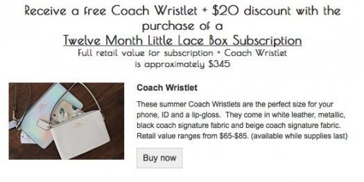 Little Lace Box - Free Coach Wristlet with 12-Month Subscription!