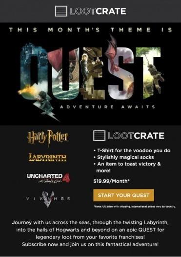 Loot Crate April 2016 Theme Reveal - QUEST!