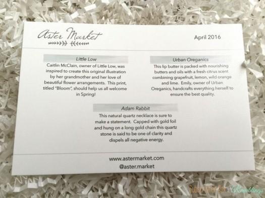 Aster Market April 2016 Subscription Box Review