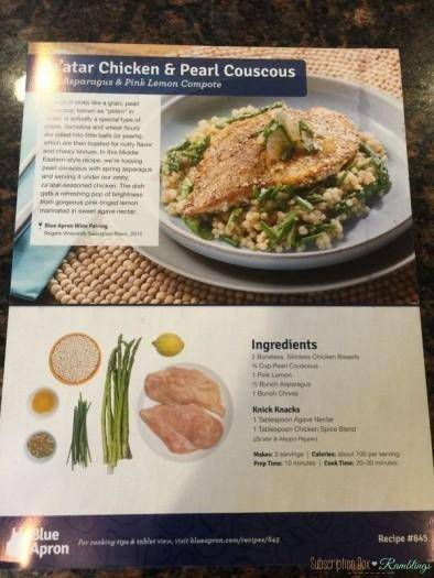 Blue Apron April 2016 Subscription Box Review