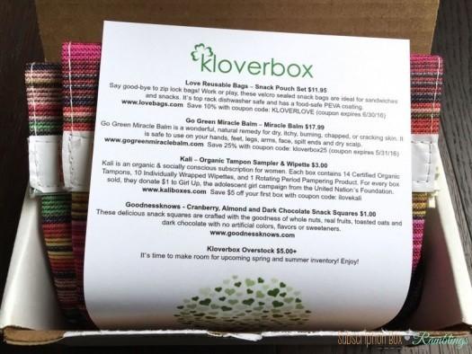 Kloverbox April 2016 Subscription Box Review + Coupon Code