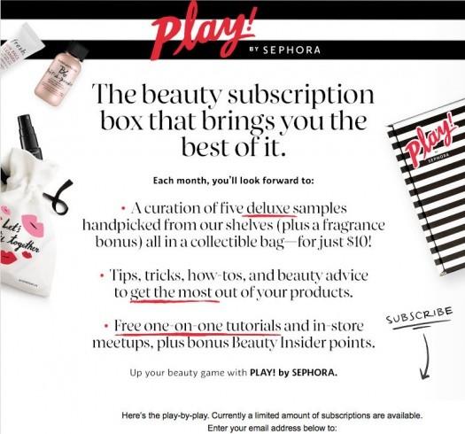 Play! by Sephora Subscriptions - Now Open!