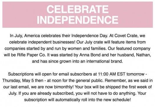 July 2016 Covet Crate - On Sale Today at 11am!