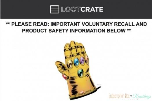 Loot Crate Infinity Gauntlet Oven Mitt Recall Notice!