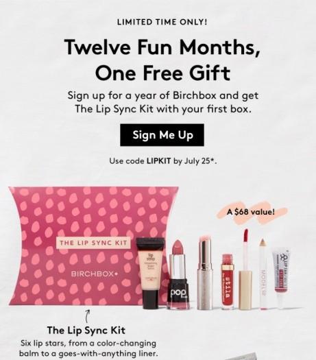 Birchbox - Free Lip Sync Kit with Annual Subscription!