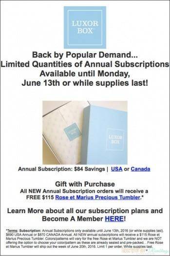 Luxor Box Annual Subscription Option + Free Gift With Purchase