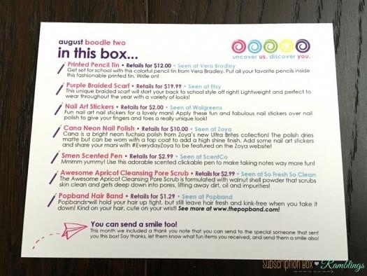 The Boodle Box (Two) August 2016 Subscription Box Review
