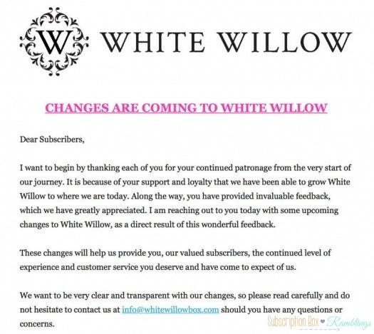 White Willow Box Changes / Updates!