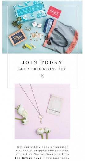 CAUSEBOX - Free "Hope" Giving Keys Necklace with New Subscriptions