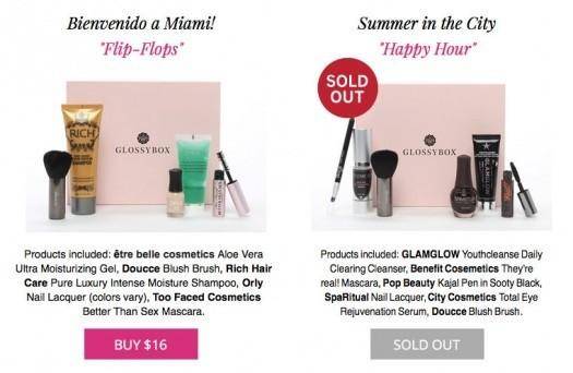 GLOSSYBOX Past Box Sale - One Box $16, Buy 2 or More for just $14.50/each!