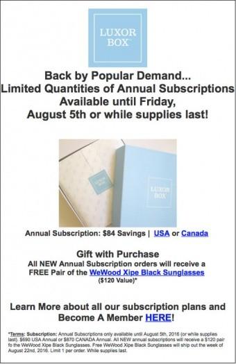 Luxor Box Annual Subscription Option + Free Gift With Purchase
