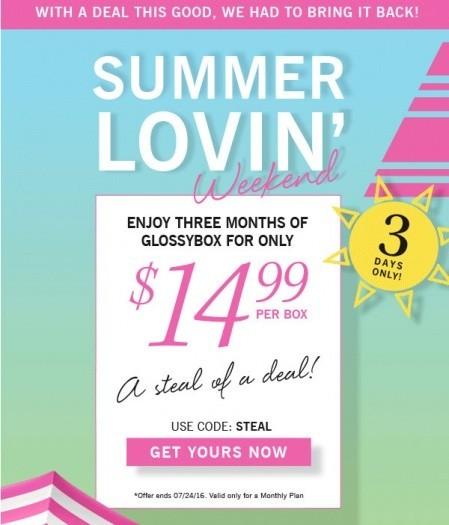 GLOSSYBOX - $14.99/month for a 3-Month Subscription