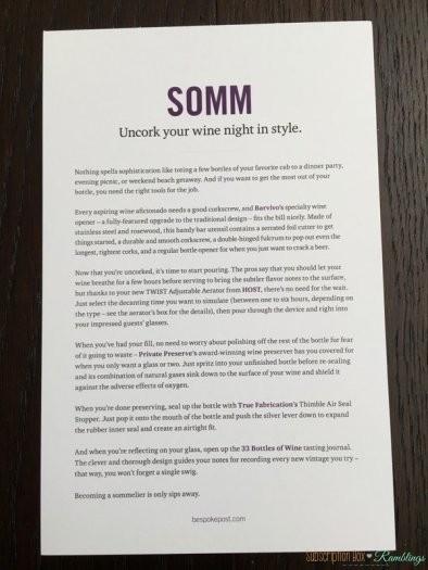 Bespoke Post August 2016 Subscription Box Review - "Somm"