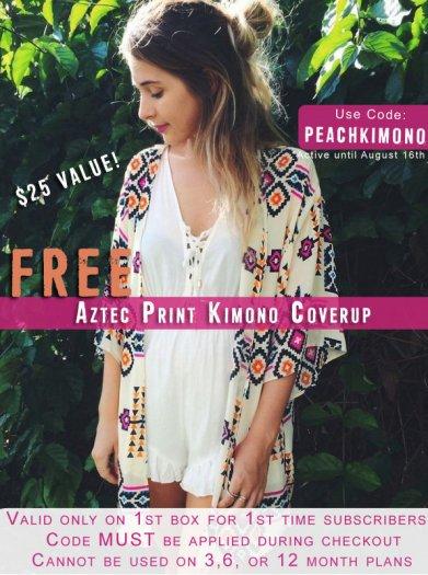 Peaches and Petals - Free Aztec Print Kimono Coverup with New Subscriptions