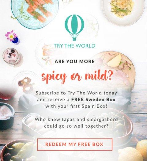 Try the World - Free Sweden Box with Spain Box Purchase