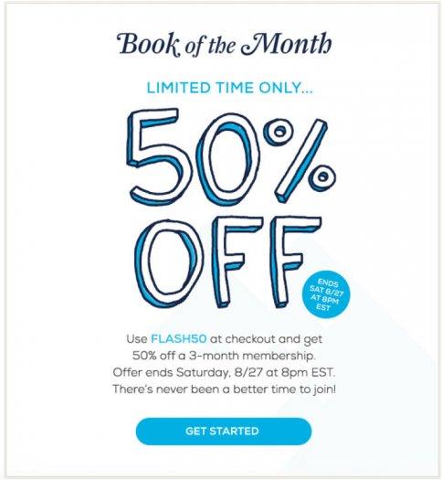 Read more about the article Book of the Month 50% off 3-Month Subscription Flash Sale (Last Call)!