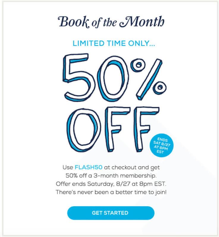 Book of the Month 50% off 3-Month Subscription Flash Sale!