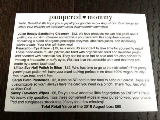 Pampered Mommy Box August 2016 Subscription Box Review