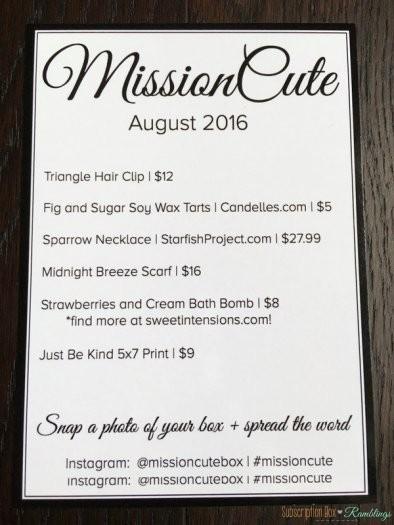 Mission Cute August 2016 Subscription Box Review