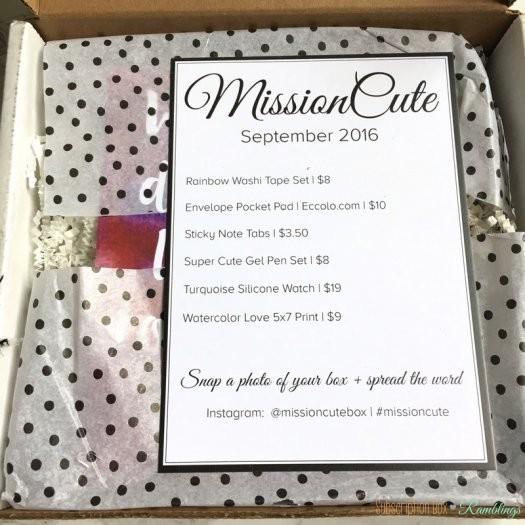 Mission Cute September 2016 Subscription Box Review