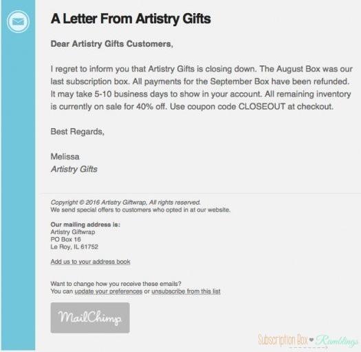 Read more about the article Artistry Gifts is Closing Down
