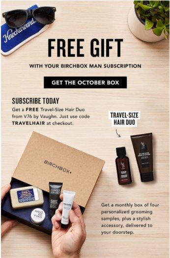 Read more about the article Birchbox Man – Free Travel Hair Duo with New Subscriptions!