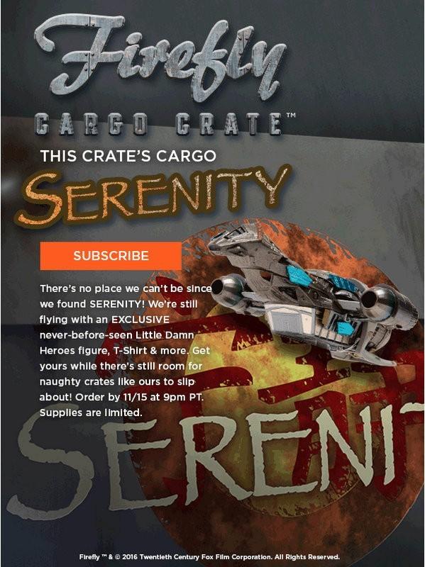 Read more about the article Firefly Cargo Crate November / December 2016 (#005) Theme!