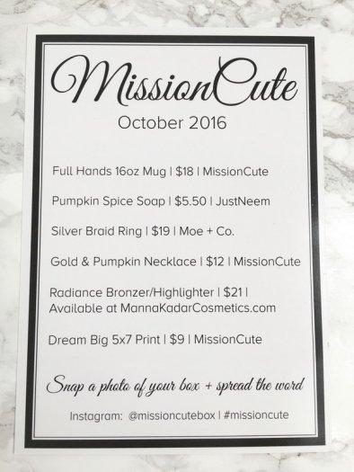 Mission Cute October 2016 Subscription Box Review