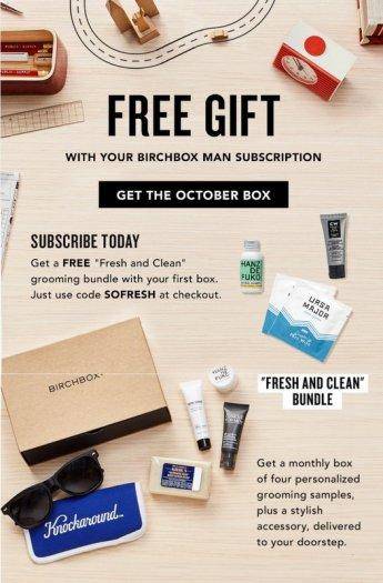 Birchbox Man - Free “Fresh and Clean” Grooming Bundle With New Subscriptions