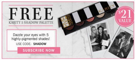 GLOSSYBOX - Free Karity 5 Shadow Palette with Purchase!