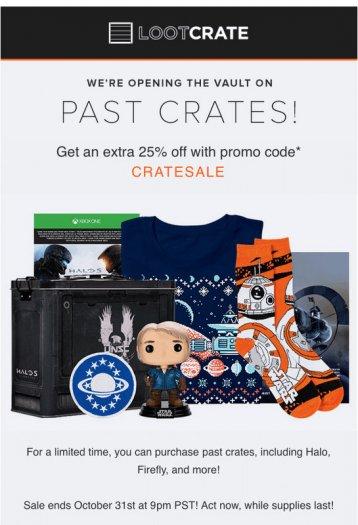 Loot Crate 25% Off Past Crate Sale