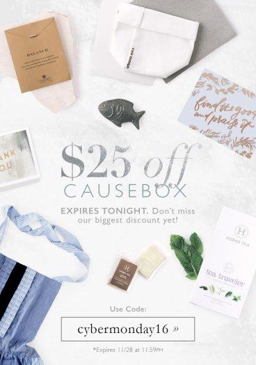 CAUSEBOX Cyber Monday Sale - Save $25!
