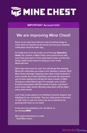 MineChest Subscription Updates 