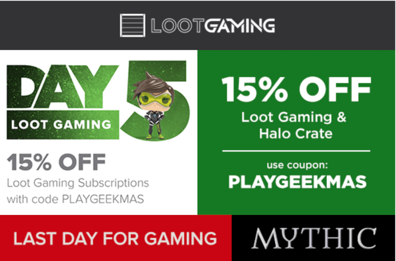 Loot Crate – 21 Days of Geekmas – 15% off Halo + Loot Gaming!