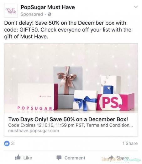 Read more about the article POPSUGAR Must Have Box 50% Off December Box Flash Sale!