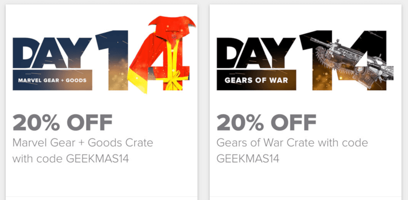 Loot Crate – 20% Marvel Gear + Goods or Gears of War Crate in the LootVault.