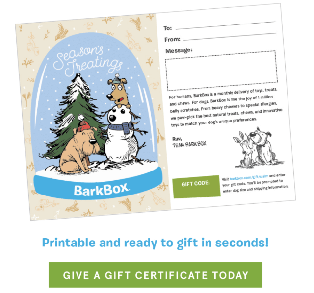 BarkBox Printable Gift Cards!