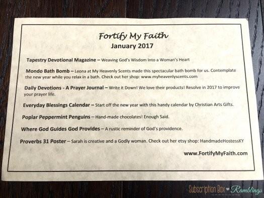 Fortify My Faith Review - January 2017